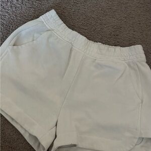 Sincerly Jules White Athletic Shorts with Elastic Waistband and Relaxed Fit